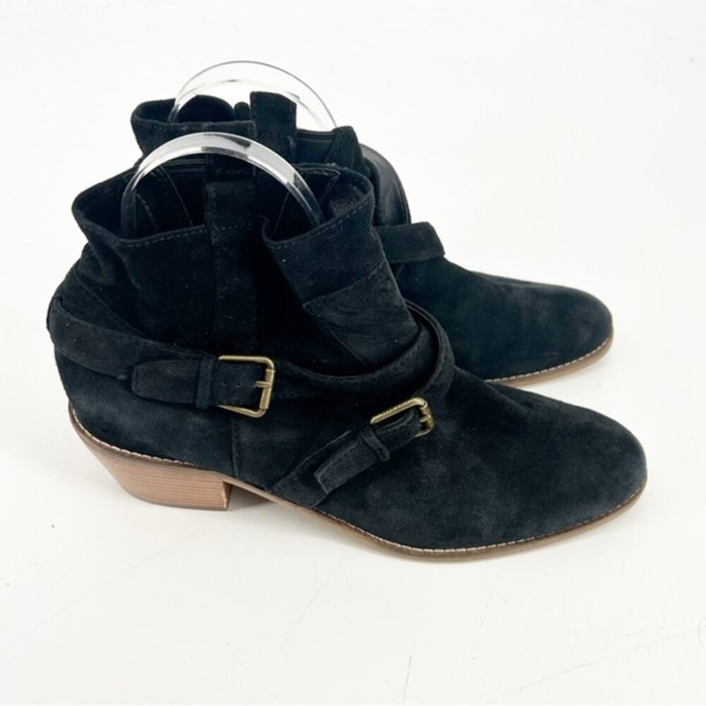 Cole Haan Black‎ Suede Ankle Buckle Jensynn Booties Size 10B Boho Western